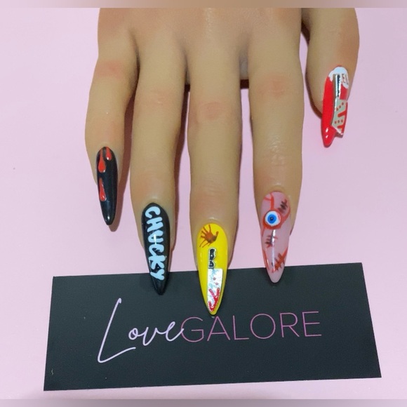 Hand Crafted Other - Hand crafted Chucky theme Medium Stiletto Love Galore Press On Nails